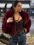 Manteau en fourrure épaisse pour femme, imitation renard